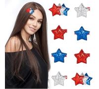 8 Pcs Star Hair Clips Set for Thick Hair and Thin Hai Y2k Colorful Non-slip Snap Hair Clips and Barrettes 4th of July Hairs Accessories for Women Hair Decoration