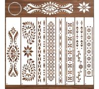 8 Pcs Stencils for Painting,Border Stencils for Crafts Reusable