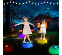 8 Pcs Stepping Stones Kids Light up Non-slip Balance Beam Game for Obstacle Course Toddler Sensory Play Encourage Toddler Balance & Motor Skills Indoor & Outdoor Toys