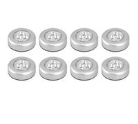 8 Pcs Stick On Lights for Walls, Self-Adhesive Touch Light, Battery Powered Stick On Light, Silver Casing Material , On Wall Lights for Kitchen Bedroom Stairs Cabinets Closets, Cordless Tap Touch