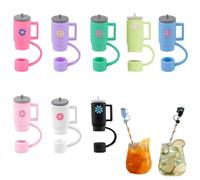 8 Pcs Straw Cover Cap Reusable Silicone Straw Stanley Cup Straw Cover Colourful Cup Straw Stanley Cup Accessories Portable Straw Caps Dust-Proof Cute Straw Plugs Straw Toppers for 10 Mm Straws
