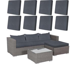 8 Pcs Stretch Patio Cushion Cover Outdoor Cushions Cover Slipcovers Couch Covers Replacement Sofa Cushions Covers Thick Jacquard Textured Twill Fabric Patio Furniture (Gray)