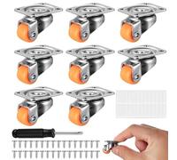 8 Pcs Swivel Castor Wheels for Trolley Wheels, Small Caster Wheel with Orange Base, Wheel for Furniture Casters, Move Heavy Objects