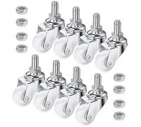 8 PCS Swivel Stem Casters,M8 White 25mm(1 inch) Castor Wheels