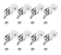 8 PCS Swivel Stem Casters,M8 White 30mm(1.25 inch) Castor Wheels