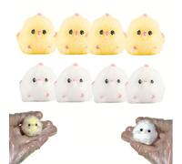 8 PCS Taba Squishy Toys, Yellow And White Bobo Chicken Mini Fufu Squishies, Cute Stress Relief Toys,Furry Squishy Animals Kit For Office, Home, Travel, Stress Relief Fidget Toys For Adults Gift