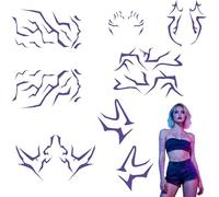 8 Pcs Temporary Tattoos, Anime Witch Hunter x Rumii Design, Purple Waterproof Body Art Stickers for Kids and Adults, Reusable Fashion Tattoos for Halloween Cosplay Festivals