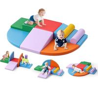 8 PCS Toddler Soft Play Set, Soft Play Set 1-3Y, Waterproof Removable Leather, Skin-Friendly Foam, Hidden Zippers, Extra-Wide Hook-and-Loop Strips (8P-leather-color)