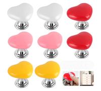 8 Pcs Toilet Heart Button, Love Heart Shaped Toilet Tank Button, Colorful Toilet Button Pusher, Universal Toilet Flush Button Pusher Tool for Toilets, Drawers, Door Handles