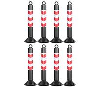 8 Pcs Traffic Control Bollards 30" Reflective Safety Posts with Weighted Rubber Base No Parking Cones for Road Security Black & Red Roadside Barriers