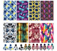 8 Pcs Transfer Paper for Polymer Clay, Flowers, Watercolor Blending, Geometric Textures Pattern Water Soluble Transfer Sheets for Polymer Clay DIY Art Jewelry Earrings Making 5.82X3.93 in