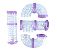 8 PCS Transparent Hamster Tunnel Kit, DIY Curved Pet Cage Tube Set, Bite-Resistant Expandable External Connection Pipe, Dwarf Hamster Gerbil Rat Syrian Hamsters Mice Small Pet Accessories(D,One Size)