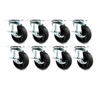 8 Pcs Trolley Wheels, Heavy Duty Castor Wheel, Wheels for Furniture, 25mm Swivel Castor Trolley for Moving Furniture - Rubbered Swivel trolley wheels - Black Castors