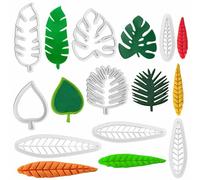 8 PCS Tropical Leaf Cookie Cutter Set Maple Leaf Fondant Mold Hawaiian Palm Tree Cutters Multipurpose Leaves Cake Decoration Tool for Chocolate Cupcake Dough Dessert Polymer Clay Topper Accessories