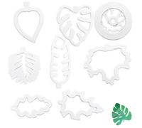 8 Pcs Tropical Leaf Icing Cookie Cutter Shapes Set for Cake Decorating Mini Plastic Fondant Icing Mould DIY Baking Tool
