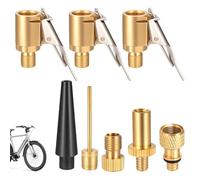 8 Pcs Tyre Inflator Adaptor Set, Solid Brass Air Chuck with 8mm Car Valve Lever Plug, Tyre Valve Adapter for Bosch EasyPump & Portable Inflators, Schrader to Presta Valve Nozzle Kit for Car Bike Ball