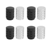 8 Pcs Tyre Valve Caps - Universal Aluminum Car Dust Caps for Car Tyres, Anti-Corrosion Valve Stem Covers in Black & Silver - Durable Dustproof Valve Caps for Cars, Bikes, Motorcycles
