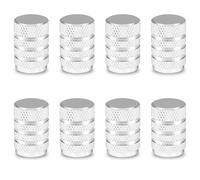 8 pcs Tyre Valve Dust Caps, Black, Anodized Aluminum Tyre Dust Cap Set, Corrosion Resistant, Universal Tyre Valve Stem Covers for Cars Trucks Motorcycles SUVs and Bikes (Silvery)