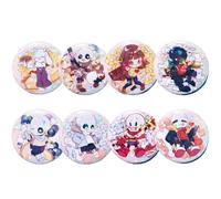 8 Pcs Under Tale Tinplate Badge, Sans Papyrus Frisk Flowey Figure Brooch, Game Under Tale Metal Cool Pins, Under Tale Sans Cosplay Accessories, 58mm