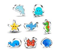 8 PCS Under The Sea Cookie Cutters Set: Seahorse, Dolphin, Whale, Mermaid Tail, Crab, Shark, Starfish and Shell Shapes for DIY Fondant Cutter, Biscuit Sugar Pastries and Cake Decorations