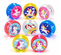8 PCS Unicorn Light Up Yo-Yo Set for Kids - Automatic Return Beginner Yoyo Toys with String, Glow in Dark Reactive Yoyo, High Speed Bearing Skill Toy Party Favor for Boys & Girls (5.5cm)