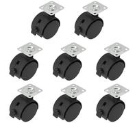 8 PCS Universal Swivel Casters with Brakes - 360° Rotating Castor Wheels for Carts, Shelves, and More (Black, 1.5 inch)