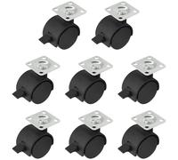 8 PCS Universal Swivel Casters with Brakes - 360° Rotating Castor Wheels for Carts, Shelves, and More (Black, 1 inch)
