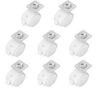 8 PCS Universal Swivel Casters with Brakes - 360° Rotating Castor Wheels for Carts, Shelves, and More (White, 1.5 inch)