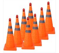 8-pcs Versatyle Heavy Duty Agility Training Cones Collapsible Traffic Safety Cone Multi Purpose Pop-Up Cone Parking Cone for Sports and Kids Coaching,Field Marker Cones(Size:70x30x30cm,Color:8B)