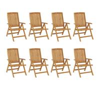 vidaXL Reclining Garden Chairs 8 pcs Solid Wood Teak, Brown