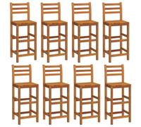 (8 pcs) vidaXL 6x Solid Wood Acacia Bar Stools Kitchen Wooden Bistro Chair Pub Stool