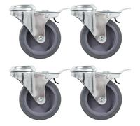 (8 pcs) vidaXL Bolt Hole Swivel Casters with Double Brakes Trolley Wheel Caster TPR