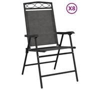 (8 pcs) vidaXL Folding Garden Chairs Outdoor Chair 2 pcs Melange Grey Steel&Textilene