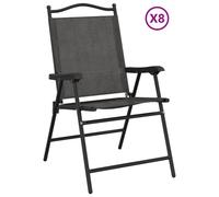 (8 pcs) vidaXL Folding Garden Chairs Outdoor Chair Melange Cream Steel and Textilene