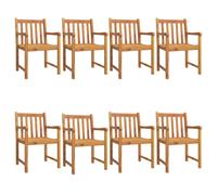 (8 pcs) vidaXL Garden Chairs Outdoor Stackable Dining Chair Armchair Solid Wood Teak