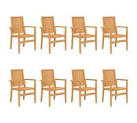 (8 pcs) vidaXL Stackable Garden Chairs Outdoor Chair Wooden Armchair Solid Wood Teak
