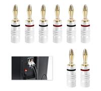 8 Pcs Waterproof Banana Plugs 4mm, Banana Plugs Insulated, Gold Plated Speaker Connectors with Refined Copper & Secure Screw Connection for High Fidelity Sound Systems, Fit for AV Amps Receivers