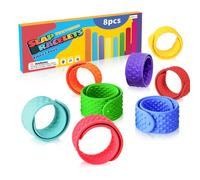 8 Pcs Wearable Sensory Slap Bracelets, Textured Silicone Fidget Toys for Autism & ADHD Anxiety Relief, Calming Toys for Kids & Adults, Travel Airplane & Office Desk Essentials