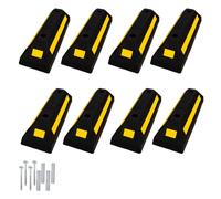 8 Pcs Wheel Stopper 57CM Black with Screw and Anchor | Rubber Parking Wheel Stops for Car Parking Areas | Heavy Duty Parking Blocks Black with Yellow Strips (8 Pc Set)