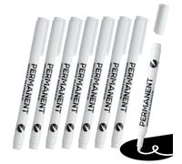 8 Pcs White Permanent Marker Pen Acrylic Paint Pens Thick 2-3 mm Quick Drying Fabric Water Proof Laundry Marker Pen for Art,Wood, Rock Painting, Plastic, Ceramic, DIY Drawing, Back to School