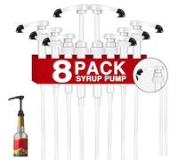 8 pcs White Syrup Pumps with Cap to Avoid Dripping, Leak Proof Coffee Syrup Dispenser, Fits 25.4 Oz Coffee Flavoring Syrup Bottles, Great for Home & Coffee Bar Drinking Mixes, Cocktails, Beverage