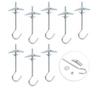 8 Pcs Wing Spring Toggle Hook, Ceiling Hooks Plasterboard, Carbon Steel Mount Hook Fixing Anchors Bolts, with Threaded Hooks, for Drywall Cavity Hollow Wall Board Plank Hanging Plants Lights, M4x90mm