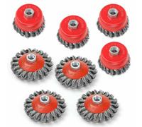 8 PCS Wire Brush for Angle Grinder 115mm, 4 PCS Twist Knot Wire Wheel Ø 100 mm, 4 PCS Wire Cup Ø 75 mm Thread M14 x 2 Fits for Heavy Cleaning, Stripping, Paint, Rust Removal, Rough Surface Treatment