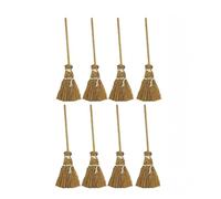 8 Pcs Witch Broomstick Set - Miniature Broom Props, Fairy Decoration, Cinnamon Broom, with White Ropes Halloween Straw Craft Decoration Witches Accessory for Costume Cosplay Party