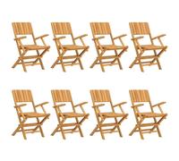 (8 pcs, with armrest) vidaXL Folding Garden Chairs Outdoor Chair Patio Wooden Chair Solid Wood Teak