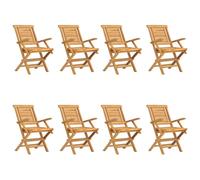(8 pcs, with armrest) vidaXL Folding Garden Chairs Outdoor Chair Patio Wooden Chair Solid Wood Teak