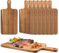 8 Pcs Wood Chopping Boards 40 x 20 x 1.5 cm with Handles Multipurpose Cutting and Serving Boards for Pizza, Bread and Cheese Platters