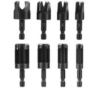 8 Pcs Wood Plug Cutter Set Carbon Steel 1/4 Inch Hex Shank Straight and Tapered Taper Cutting Tool for Woodworking 6mm/10mm/13mm/16mm