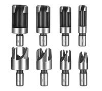 8 Pcs Wood Plug Cutter Set Wood Dowel Holes Plugs Cutters Round Shank Carbon Steel Claw & Tapered Drill Bits Set Cork Drill Hole Saw Tool HSS Tenon Drill Bits Cutter for Creating Hidden Dowel Joints