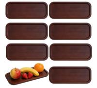 8 Pcs Wood Serving Trays Set, 11x4.7 in Rectangular Wooden Platters, Walnut Brown Appetizer Serving Tray, Lightweight Charcuterie Board with Raised Edge